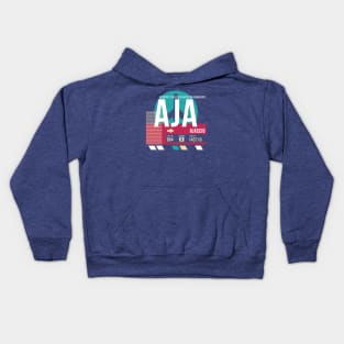 Ajaccio, Corsica (AJA) Airport Code Baggage Tag E Kids Hoodie